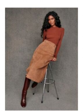 Sezane Meliora Skirt Camel - Size 14